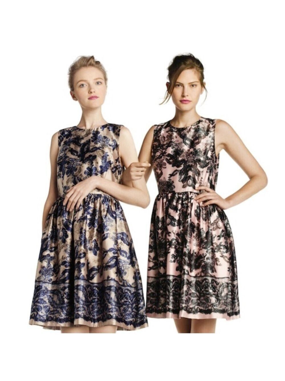 JOE FRESH Black & Pink Floral Dress Sleeveless, Pockets Roses, Wedding,  sz 8